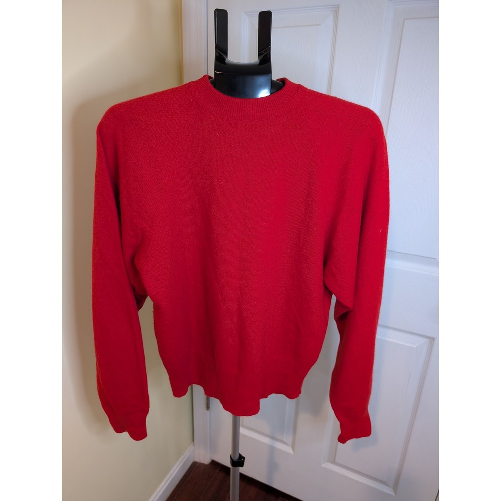 Rafaella Sweater Womens Large Red Lambswool Angora Raglan Crew Neck Knit Vintage